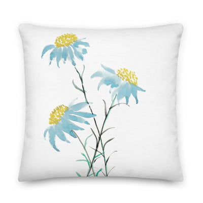Blue Daisy Watercolor Decorative Throw Pillows - Artski&Hush