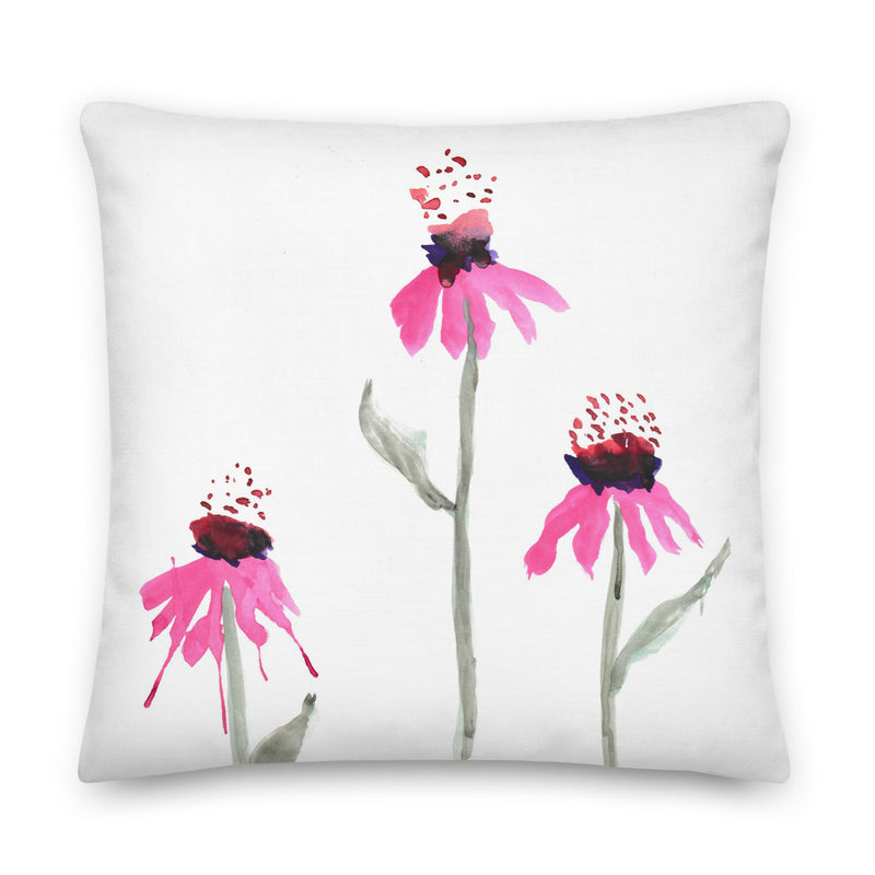 Echinacea Watercolor Decorative Throw Pillows - Artski&Hush