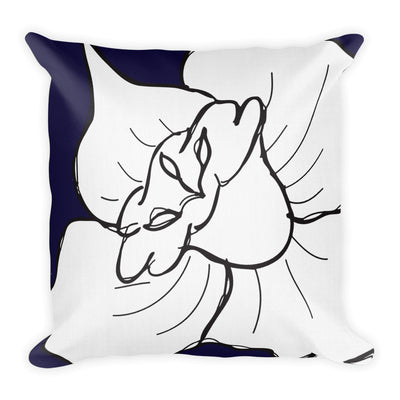 Navy Flora Decorative Throw Pillow - Artski&Hush