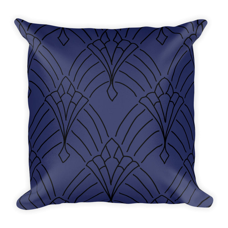 Art Deco Peaks Navy Decorative Throw Pillow - Artski&Hush