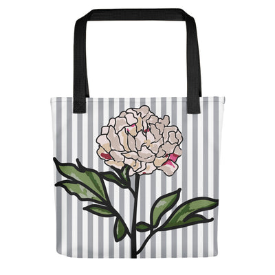 Gray Striped Pink Flora Toting Bag - Artski&Hush