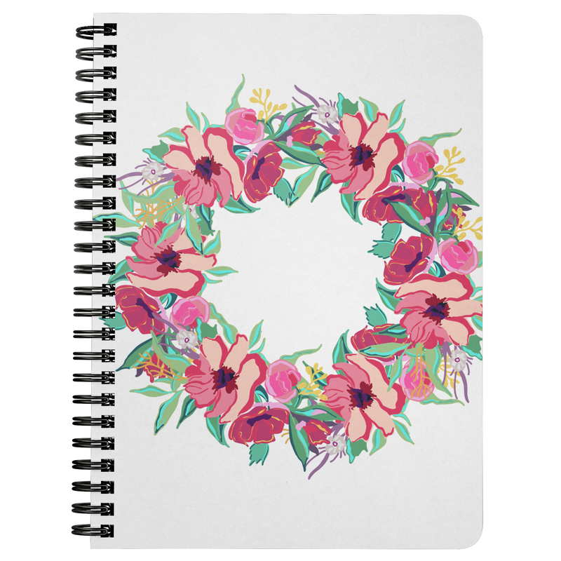 Colorful Flora Wreath Spiral Notebook - Artski&Hush