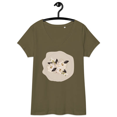 Creamy Flora Wax Seal Women’s fitted v-neck t-shirt - Artski&Hush