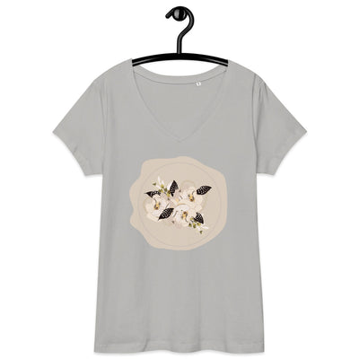 Creamy Flora Wax Seal Women’s fitted v-neck t-shirt - Artski&Hush