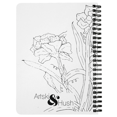 B & W Flower Bushel Spiral Notebook - Artski&Hush