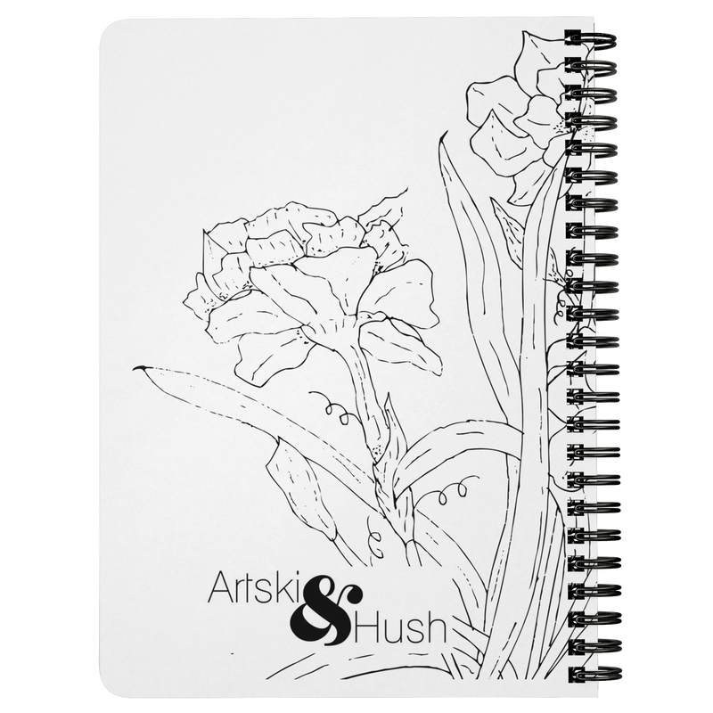 B & W Flower Bushel Spiral Notebook - Artski&Hush